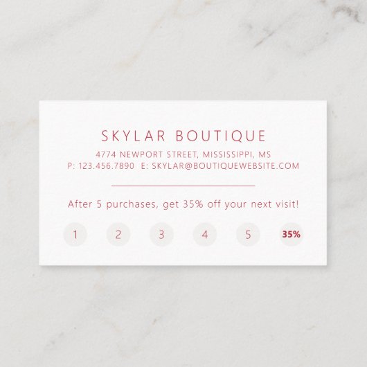 Minimal Luxury Ruby Red VIP Treuekarte (Rückseite)