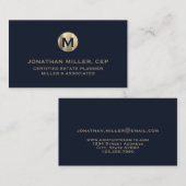 Minimal Luxus Blue Gold Initial Visitenkarte (Vorne/Hinten)