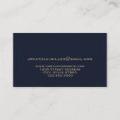 Minimal Luxus Blue Gold Initial Visitenkarte (Rückseite)