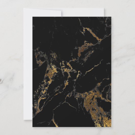 Minimal Luxus Gold Streifen Black Marble Vip Einladung (Rückseite)
