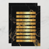 Minimal Luxus Gold Streifen Black Marble Vip Einladung (Vorne/Hinten)