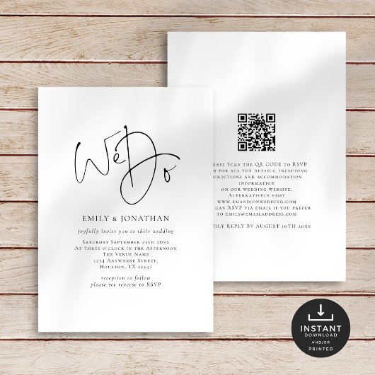 Minimal machen wir elegante Script Line QR Code Ho Einladung