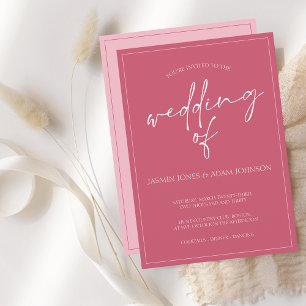 Minimal Magenta Pink Script Einladung zur Hochzeit