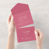 Minimal Magenta Pink Script Hochzeit All In One Einladung (Abreißen)
