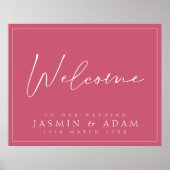 Minimal Magenta Pink Script Hochzeit Begrüßung Zei Poster (Vorne)
