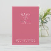 Minimal Magenta Pink Script Hochzeit speichern Sie Save The Date (Stehend Vorderseite)