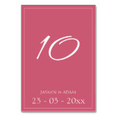 Minimal Magenta Pink Script Hochzeit Tischnummer (Vorderseite)