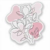 Minimal Magnolia Line Art – Soft Pink Botanical  Aufkleber (Vorderseite)