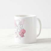 Minimal Magnolia Line Art – Soft Pink Botanical  Kaffeetasse (VorderseiteRechts)