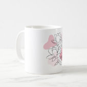Minimal Magnolia Line Art – Soft Pink Botanical  Kaffeetasse (Vorderseite Links)