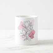 Minimal Magnolia Line Art – Soft Pink Botanical  Kaffeetasse (Mittel)