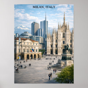Minimal Mailand Italien Stadtansicht Wahrzeichen Poster