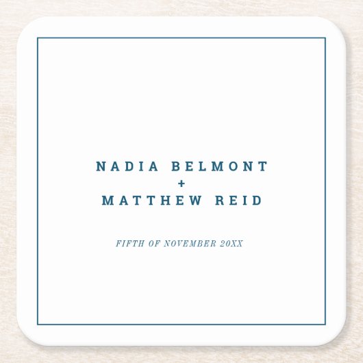 Minimal Marineblau Kontur Rechteckiger Pappuntersetzer (Vorderseite)