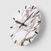 Minimal Marmorkupfer Rose Gold Schwarz-weiß Urban Runde Wanduhr (Winkel)