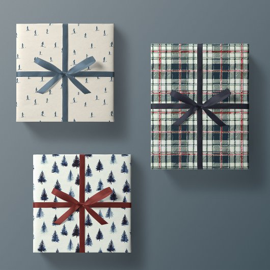 Minimal Masculine Blue Weihnachtswrapping Papier