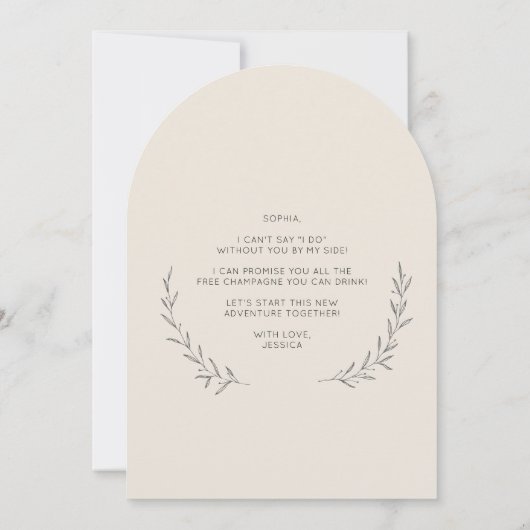 Minimal Matron of Honor Vorschlag Card mit Foto Einladung (Rückseite)