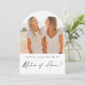 Minimal Matron of Honor Vorschlag Card mit Foto Einladung (Stehend Vorderseite)