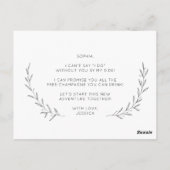 Minimal Matron of Honor Vorschlag Card mit Foto Postkarte (Rückseite)