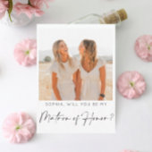 Minimal Matron of Honor Vorschlag Card mit Foto Postkarte