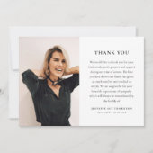 Minimal Memorial Photo & Message Sympathy Dankeskarte (Vorderseite)