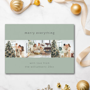 Minimal Merry alles Vier Foto Sage Green Feiertagskarte