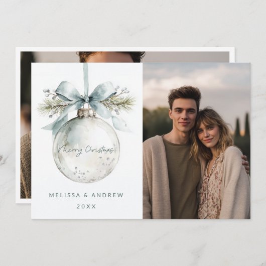 Minimal Merry Christmas Ornament Ankündigung (Vorne/Hinten)