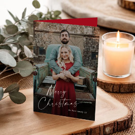 Minimal Merry Christmas Script 2 Foto Feiertagskarte