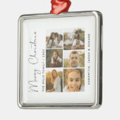 Minimal Merry Christmas Script  Family  6 Photos Ornament Aus Metall (Links)
