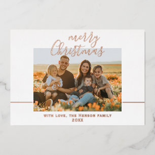 Minimal Merry Christmas Script Family Foto Folien Feiertagskarte
