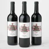 Minimal Merry Christmas Wine Label Weinetikett (Flaschen)