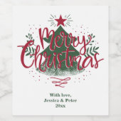 Minimal Merry Christmas Wine Label Weinetikett (Einzelnes Label)