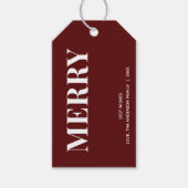 Minimal MERRY | Deep Red Holiday Geschenkanhänger (Vorderseite)