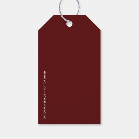 Minimal MERRY | Deep Red Holiday Geschenkanhänger (Rückseite)
