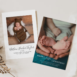 Minimal Merry Little Christmas Portrait Baby Birth Feiertagskarte