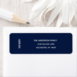 Minimal MERRY | Navy Blue Holiday Address Label