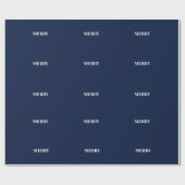 Minimal MERRY | Navy Blue Holiday Geschenkpapier (Flach)