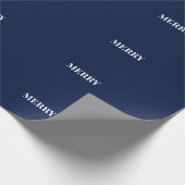Minimal MERRY | Navy Blue Holiday Geschenkpapier (Ecke)