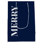Minimal MERRY | Navy Blue Holiday Mittlere Geschenktüte (Rückseite)