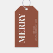 Minimal MERRY | Terracotta Holiday Geschenkanhänger (Vorderseite)