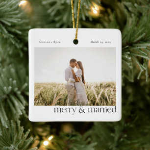 Minimal Merry und Verheiratetes Foto   Schwarz Keramikornament