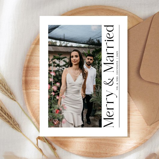 Minimal Merry & Verheiratet Weihnachten Foto Neu