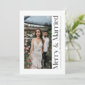 Minimal Merry & Verheiratet Weihnachten Foto Neu (Stehend Vorderseite)