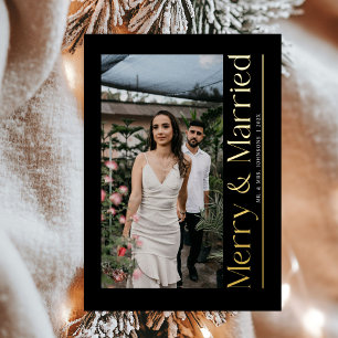 Minimal Merry & Verheiratet Weihnachten Foto Neu Folien Feiertagskarte