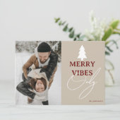 Minimal "Merry Vibes nur Foto Weihnachten (Stehend Vorderseite)