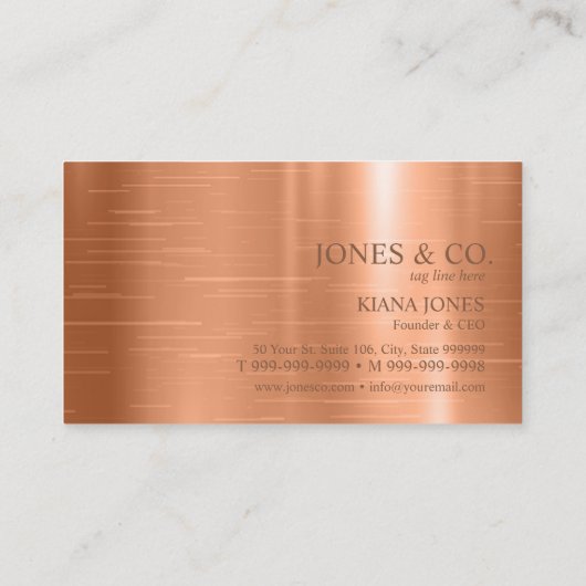 Minimal Metal Sheen & Foil Kupfer ID791 Visitenkarte (Rückseite)