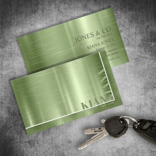 Minimal Metal Sheen & Foil Olive Green ID791 Visitenkarte