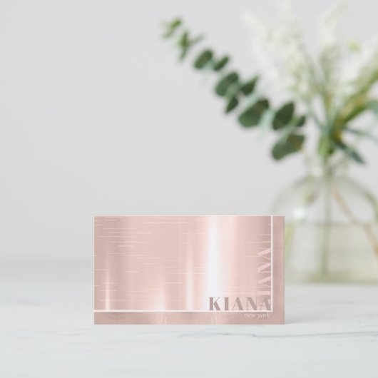 Minimal Metal Sheen & Foil Rose Gold ID791 Visitenkarte (Stehend Vorderseite)
