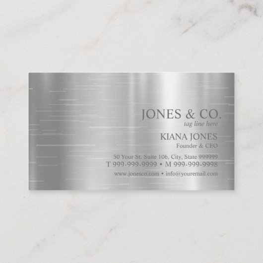 Minimal Metal Sheen & Foil Silver Std. ID791 Visitenkarte (Rückseite)