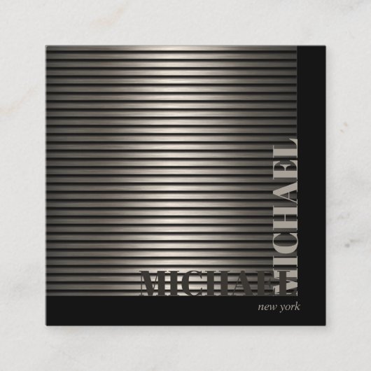 Minimal Metal Stripe Bronze ID792 Quadratische Visitenkarte (Vorderseite)