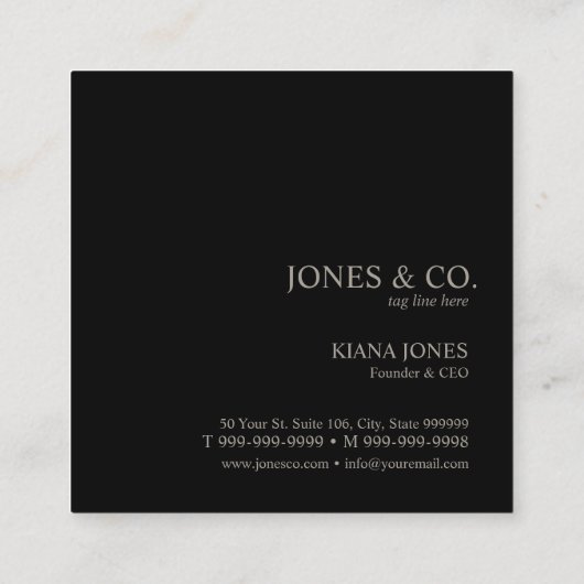 Minimal Metal Stripe Bronze ID792 Quadratische Visitenkarte (Rückseite)